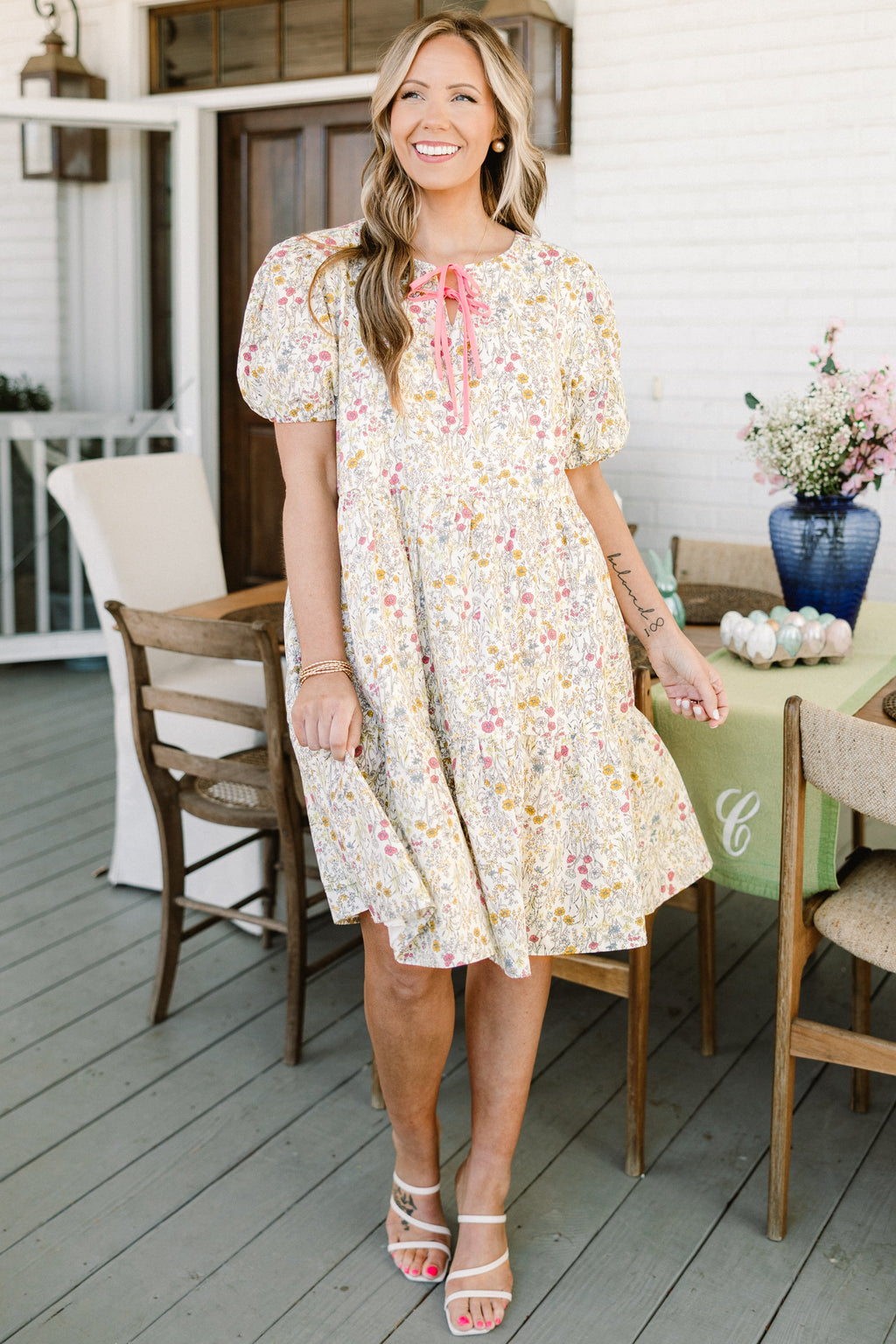 Porcelain Bloom Dress, Pink Floral