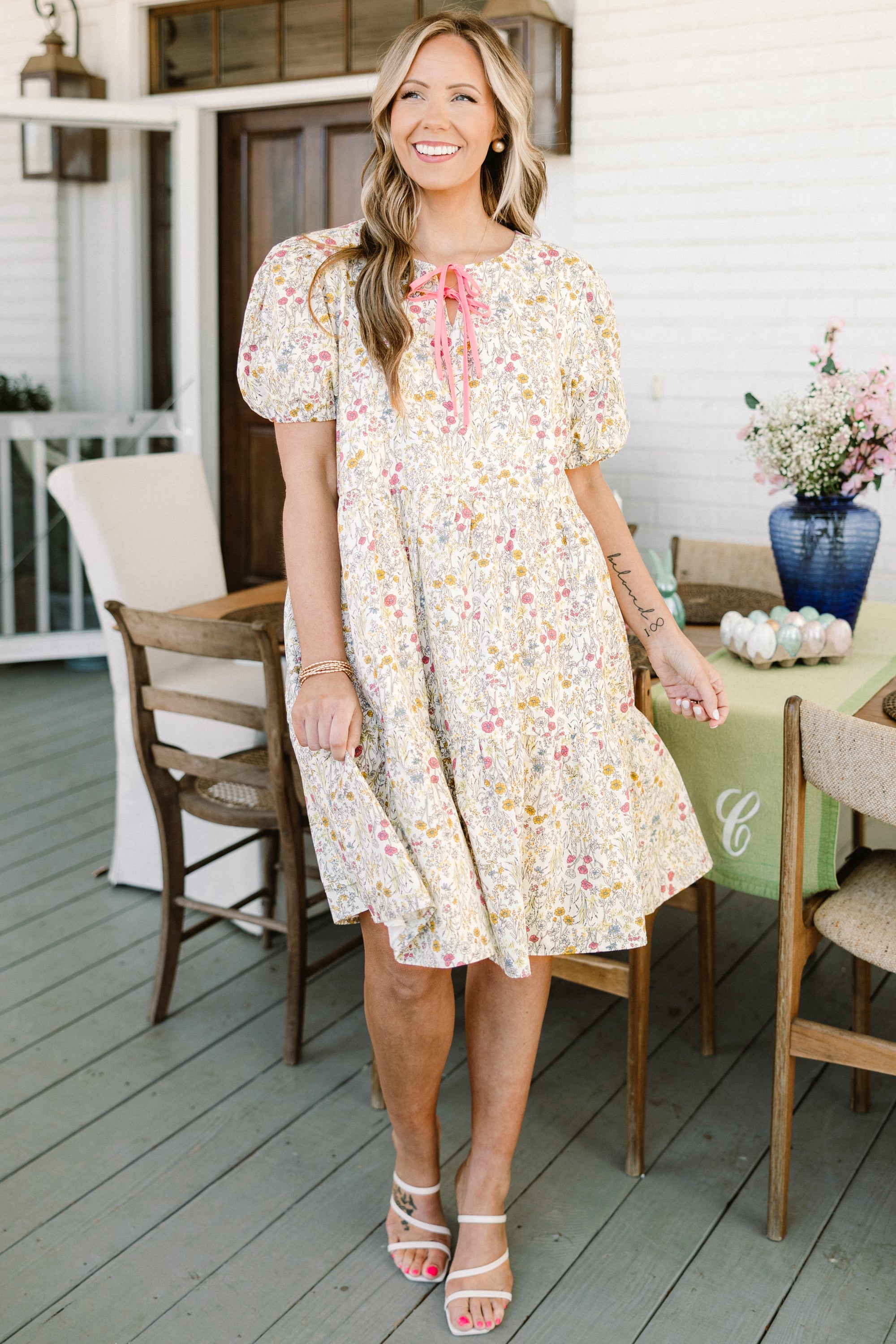 Porcelain Bloom Dress, Pink Floral