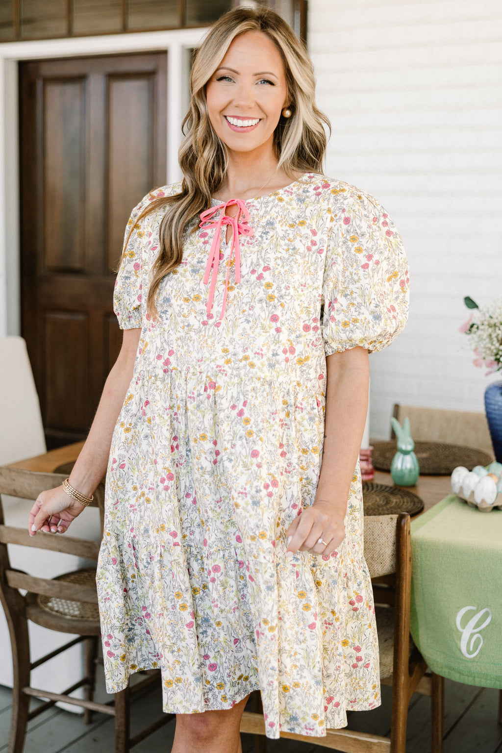 Porcelain Bloom Dress, Pink Floral
