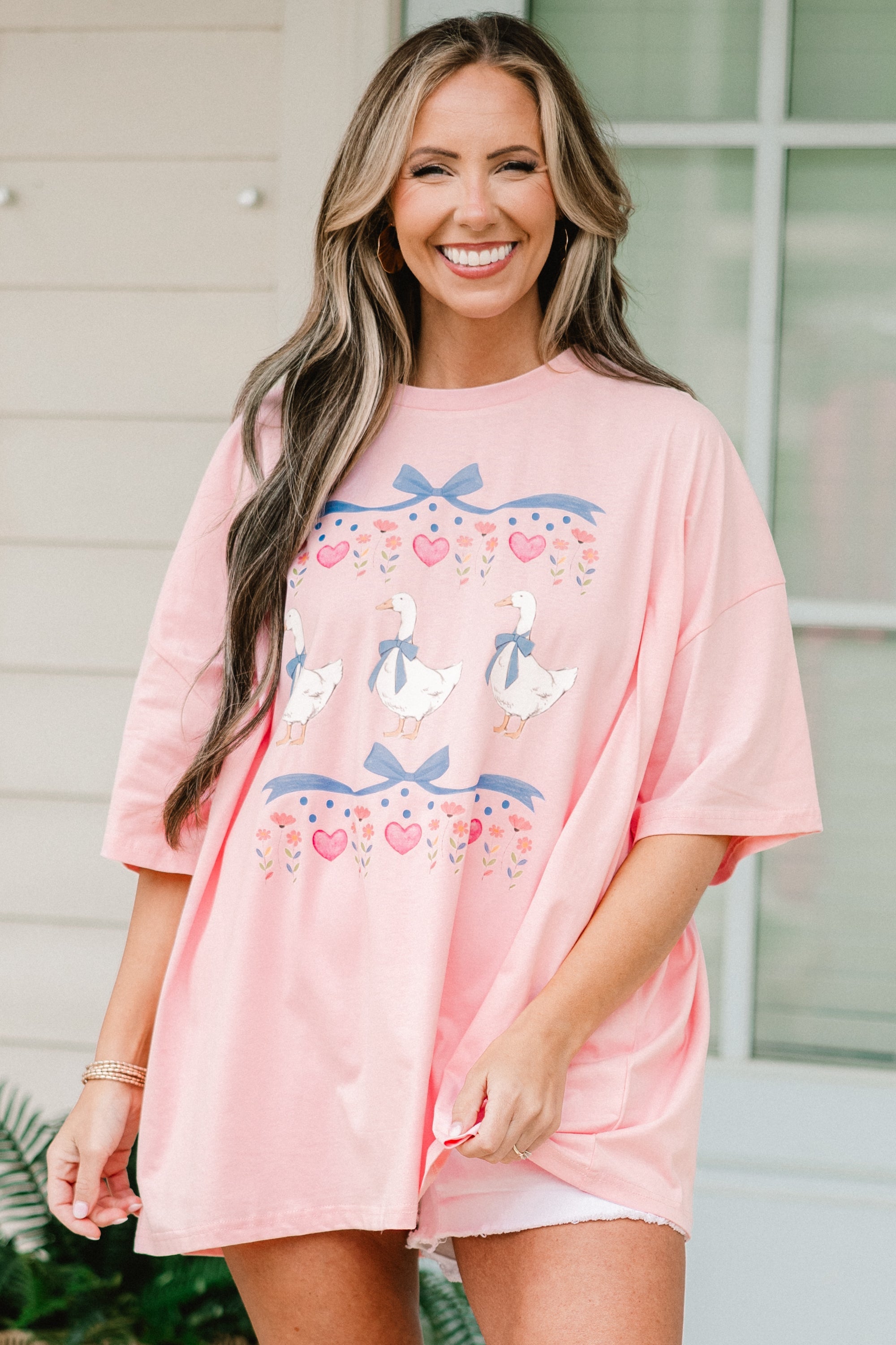 Porch Goose Boyfriend Tee, Dusty Pink