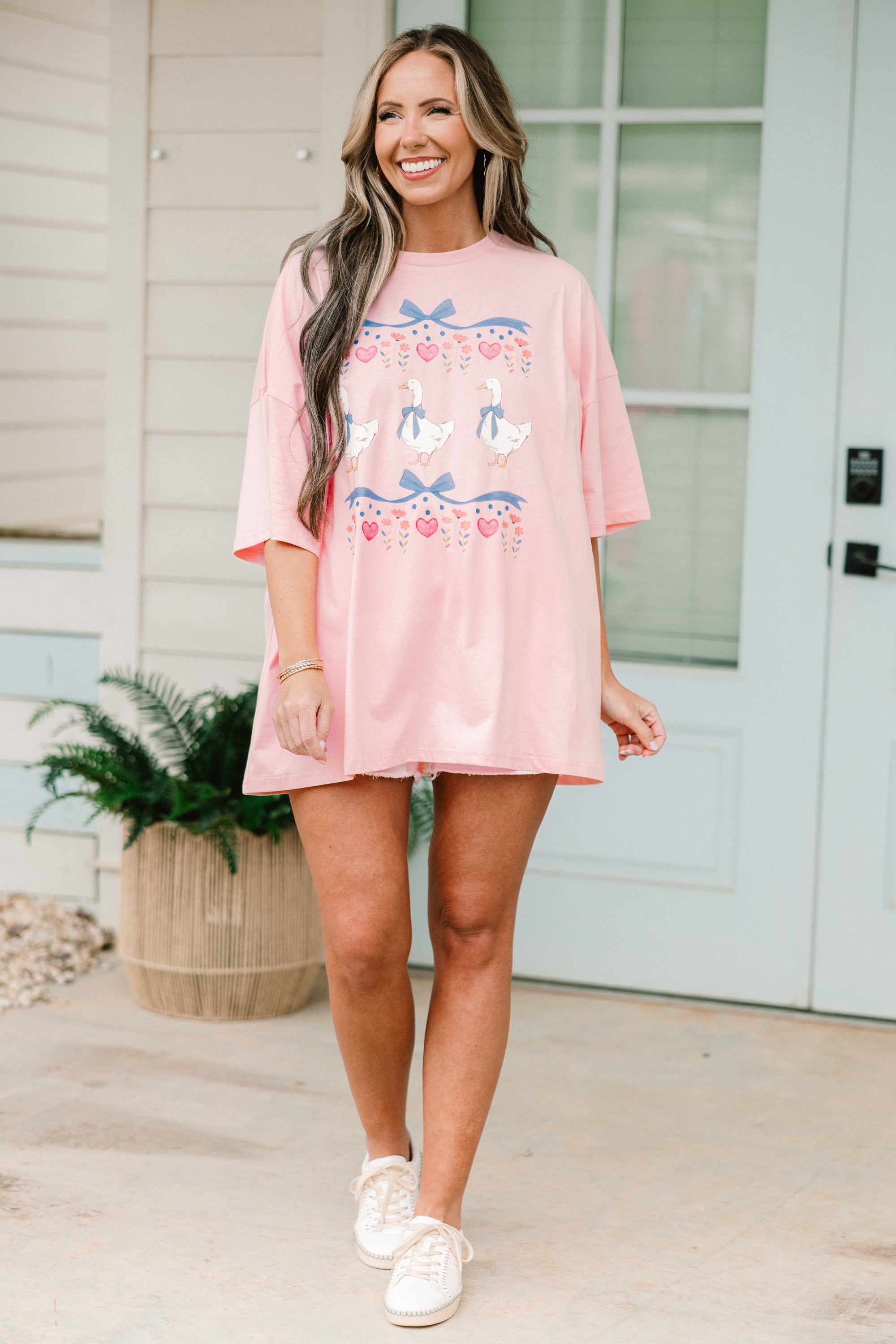 Porch Goose Boyfriend Tee, Dusty Pink