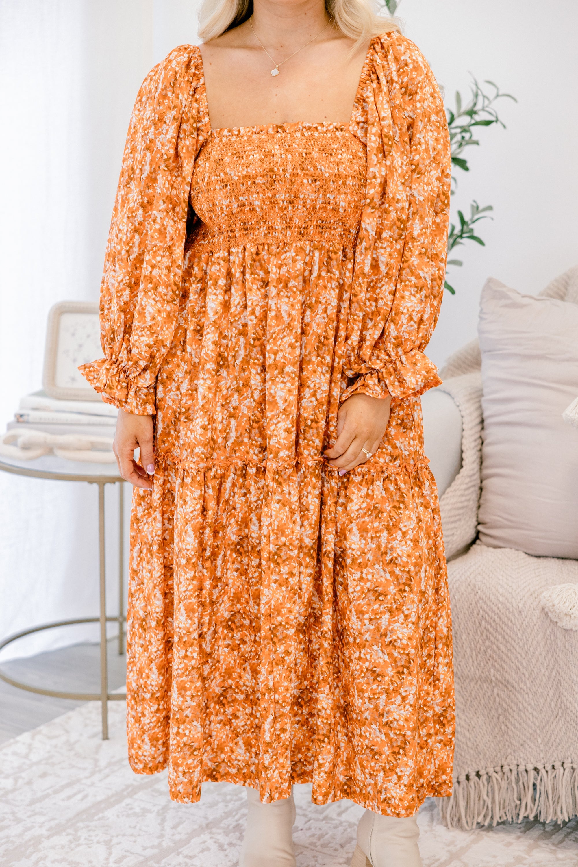 Positive Passions Dress, Orange Floral