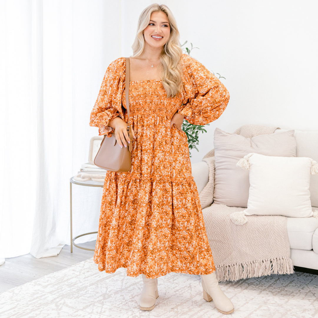 Positive Passions Dress, Orange Floral
