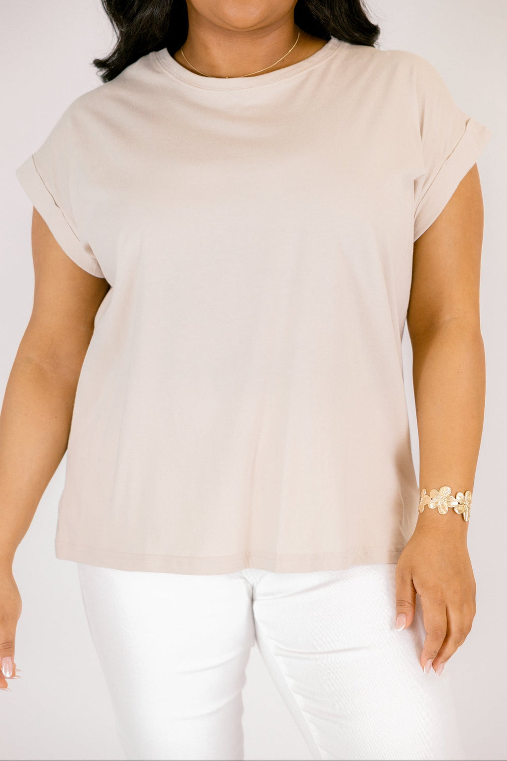 Pretty Please Tee, Sand Beige