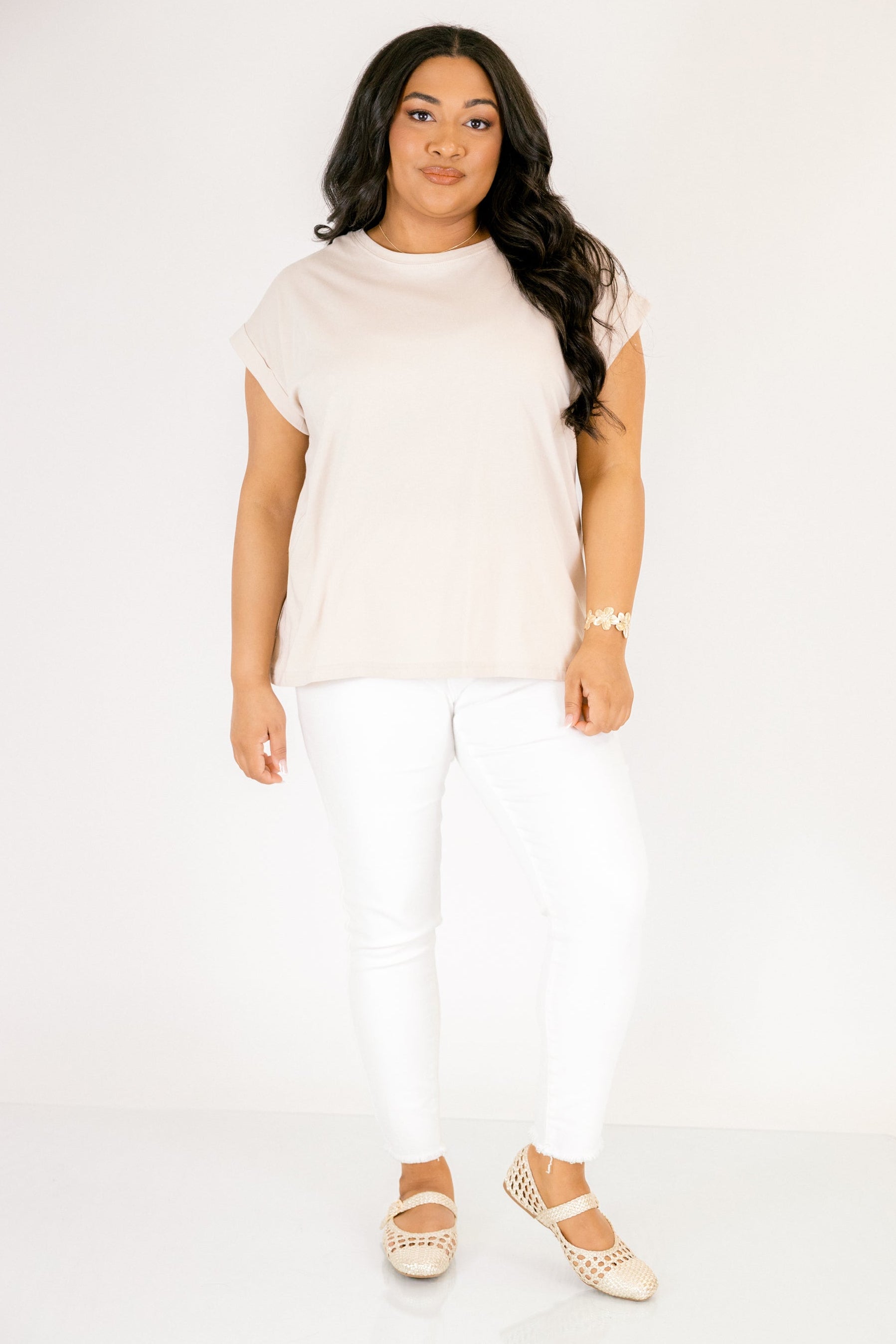 Pretty Please Tee, Sand Beige