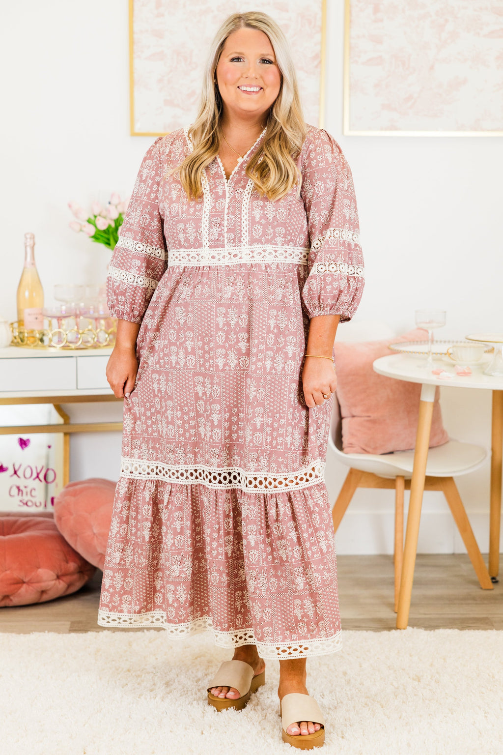 Radiant Blossoms Dress, Pink
