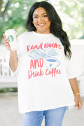 Read Books and Drink Coffee Boyfriend Tee, Ivory