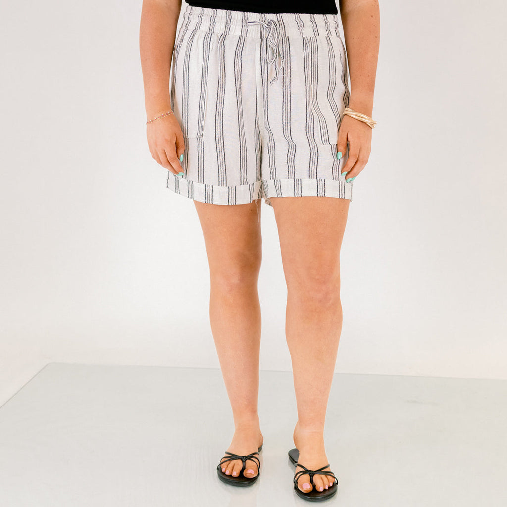 Recharging My Batteries Shorts, White Stripe