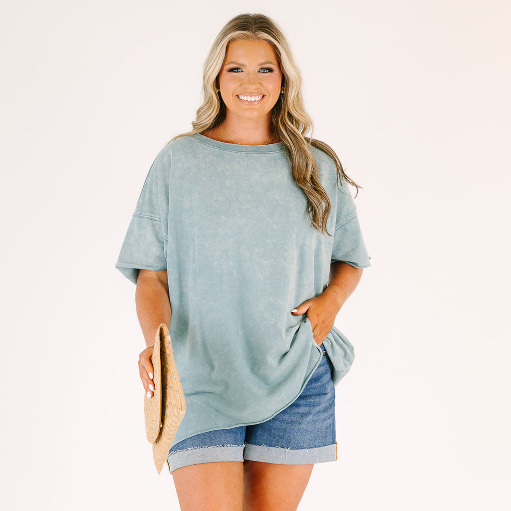 Relax and Repeat Tee, Ash Blue