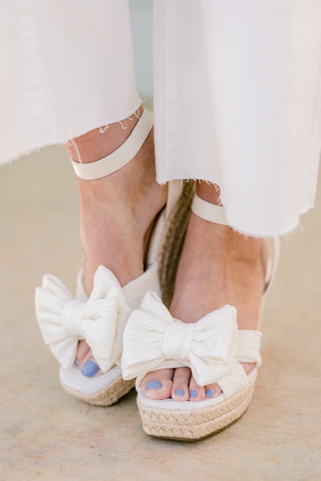 Ribbon Romance Wedges, Ivory