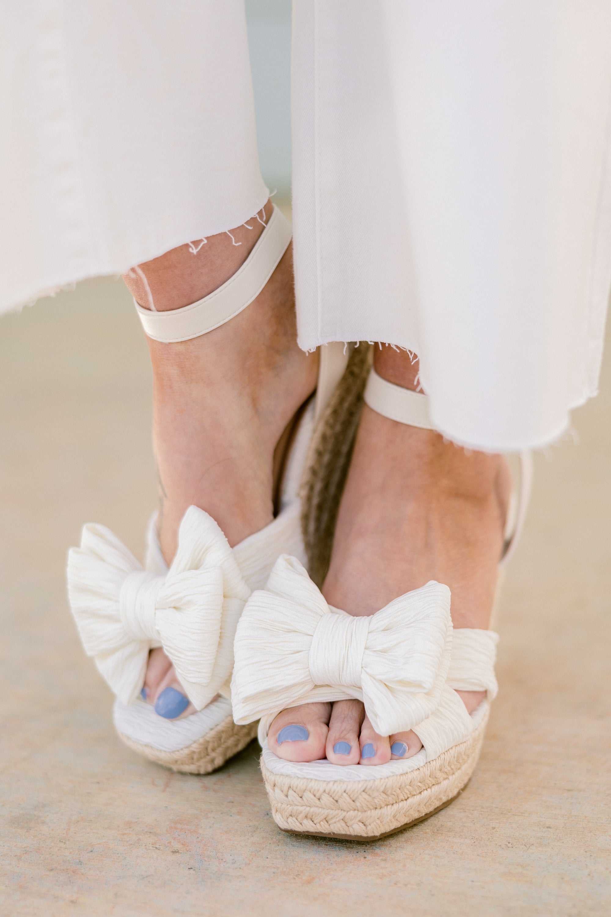 Ribbon Romance Wedges, Ivory