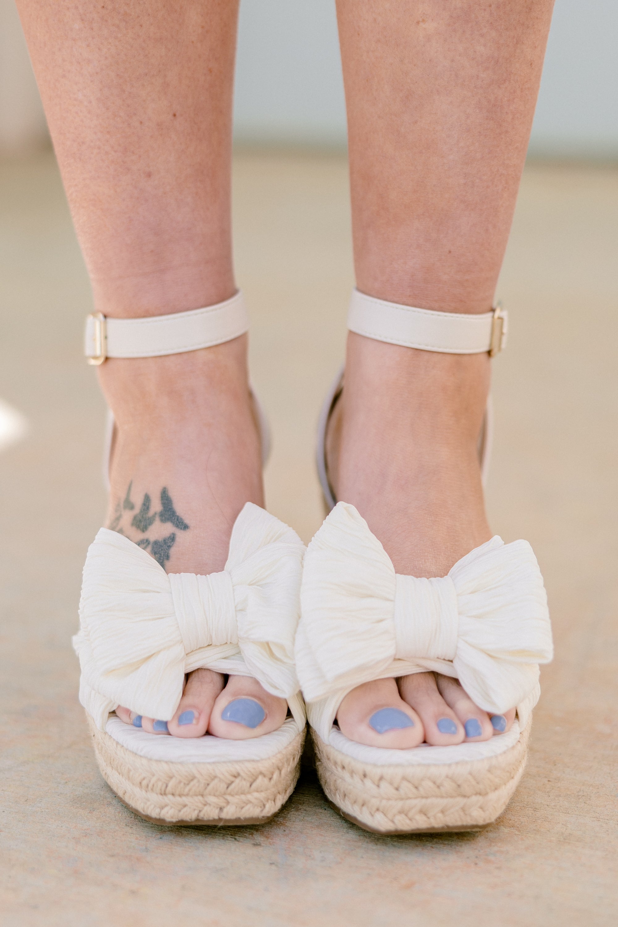 Ribbon Romance Wedges, Ivory