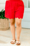Right Over Here Shorts, Red