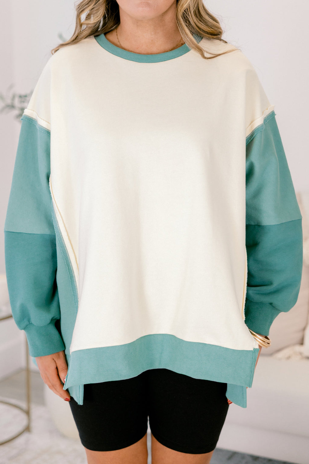 Rising To The Opportunity Pullover, Green-Cream