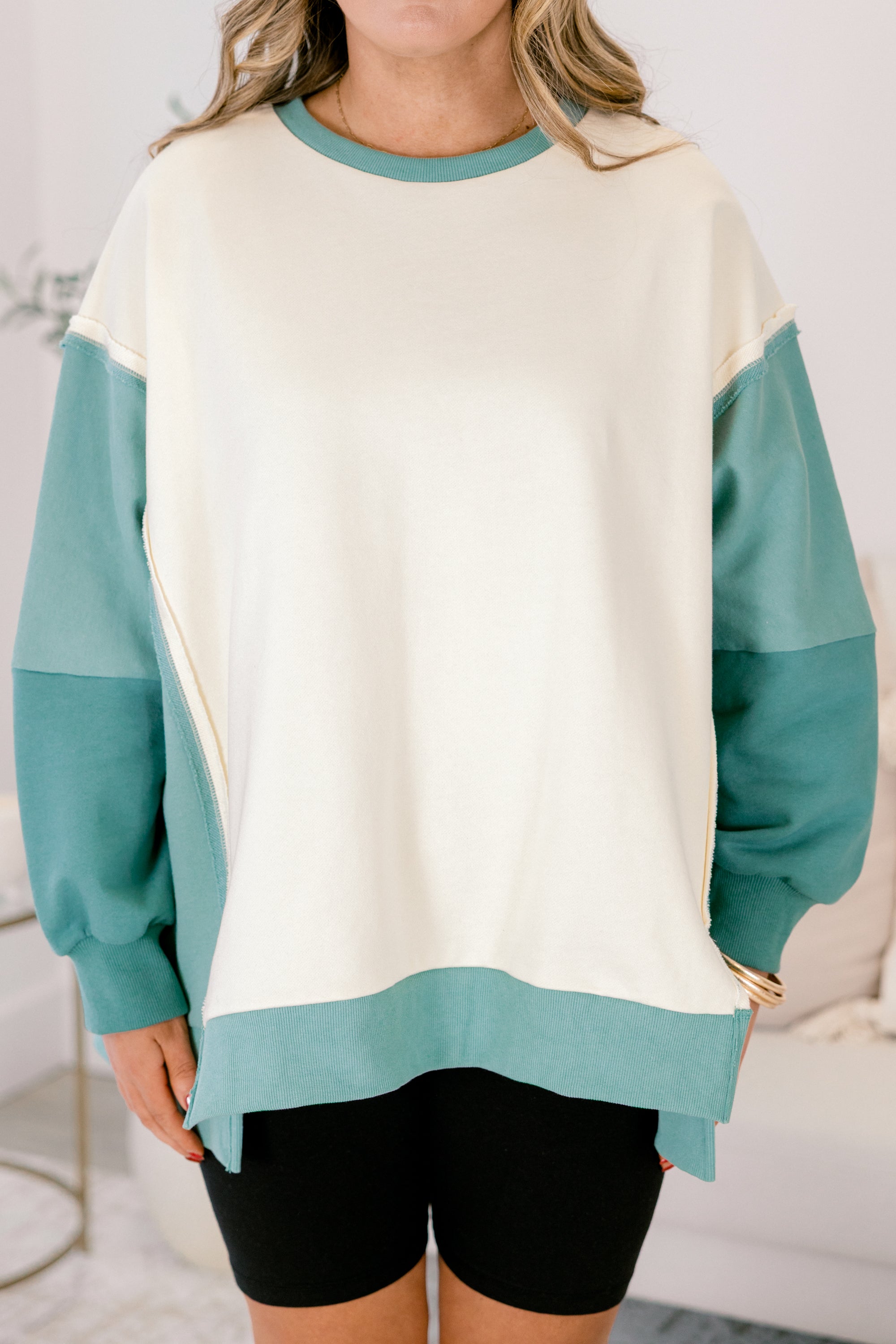 Rising To The Opportunity Pullover, Green-Cream