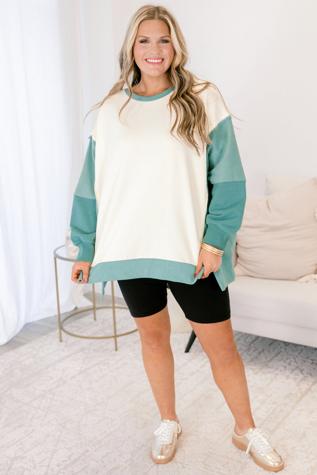 Rising To The Opportunity Pullover, Green-Cream