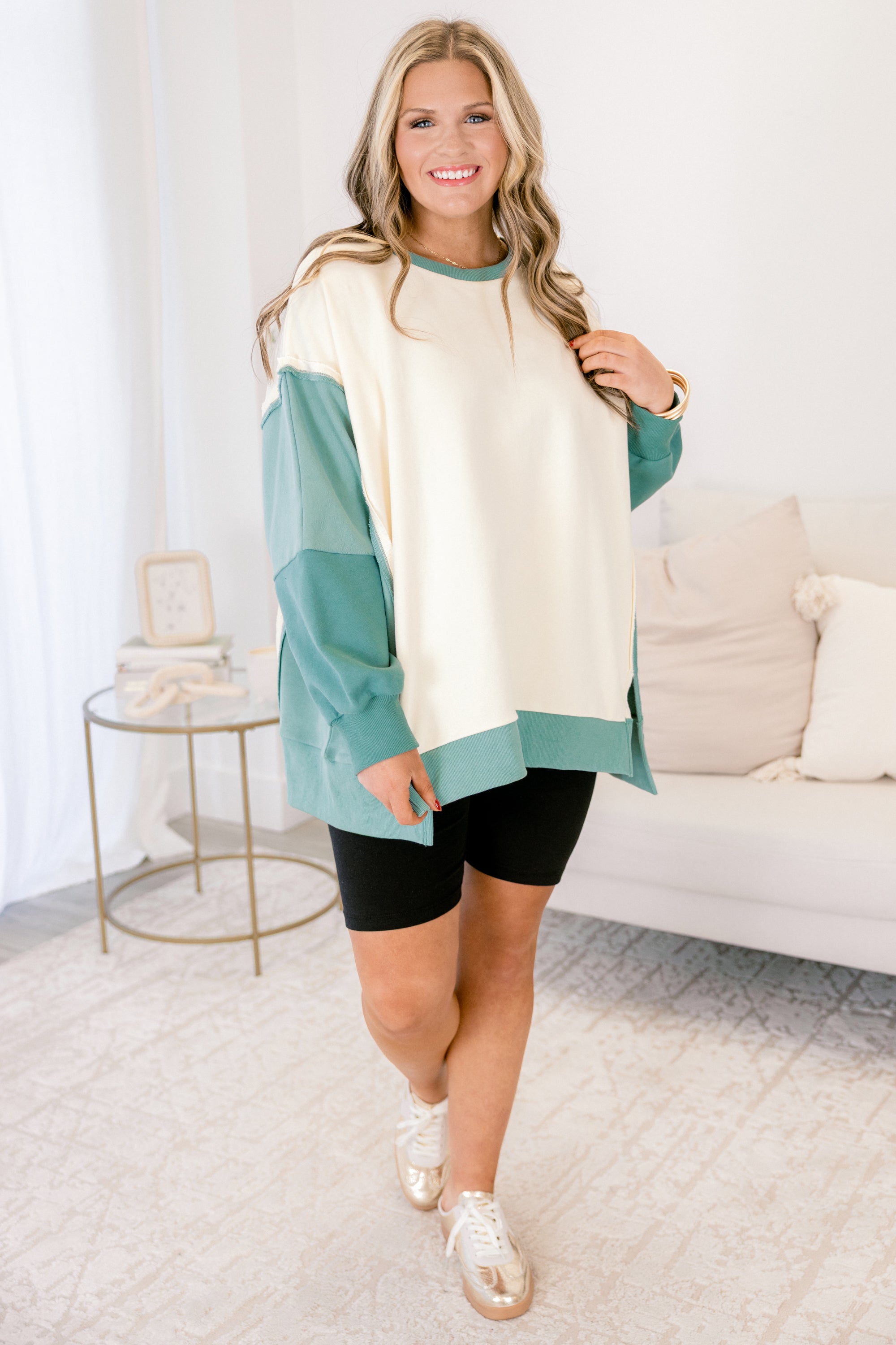 Rising To The Opportunity Pullover, Green-Cream
