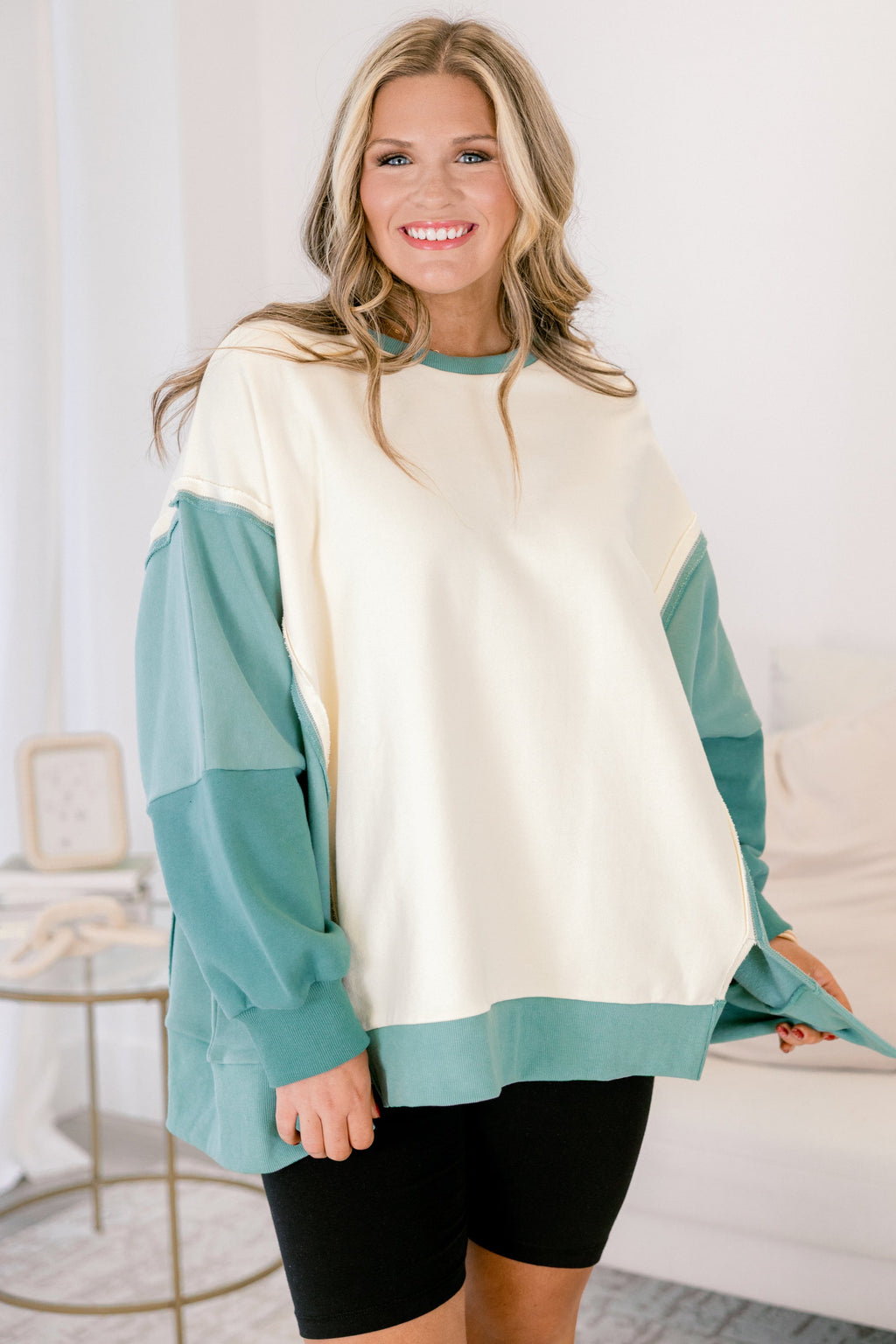 Rising To The Opportunity Pullover, Green-Cream