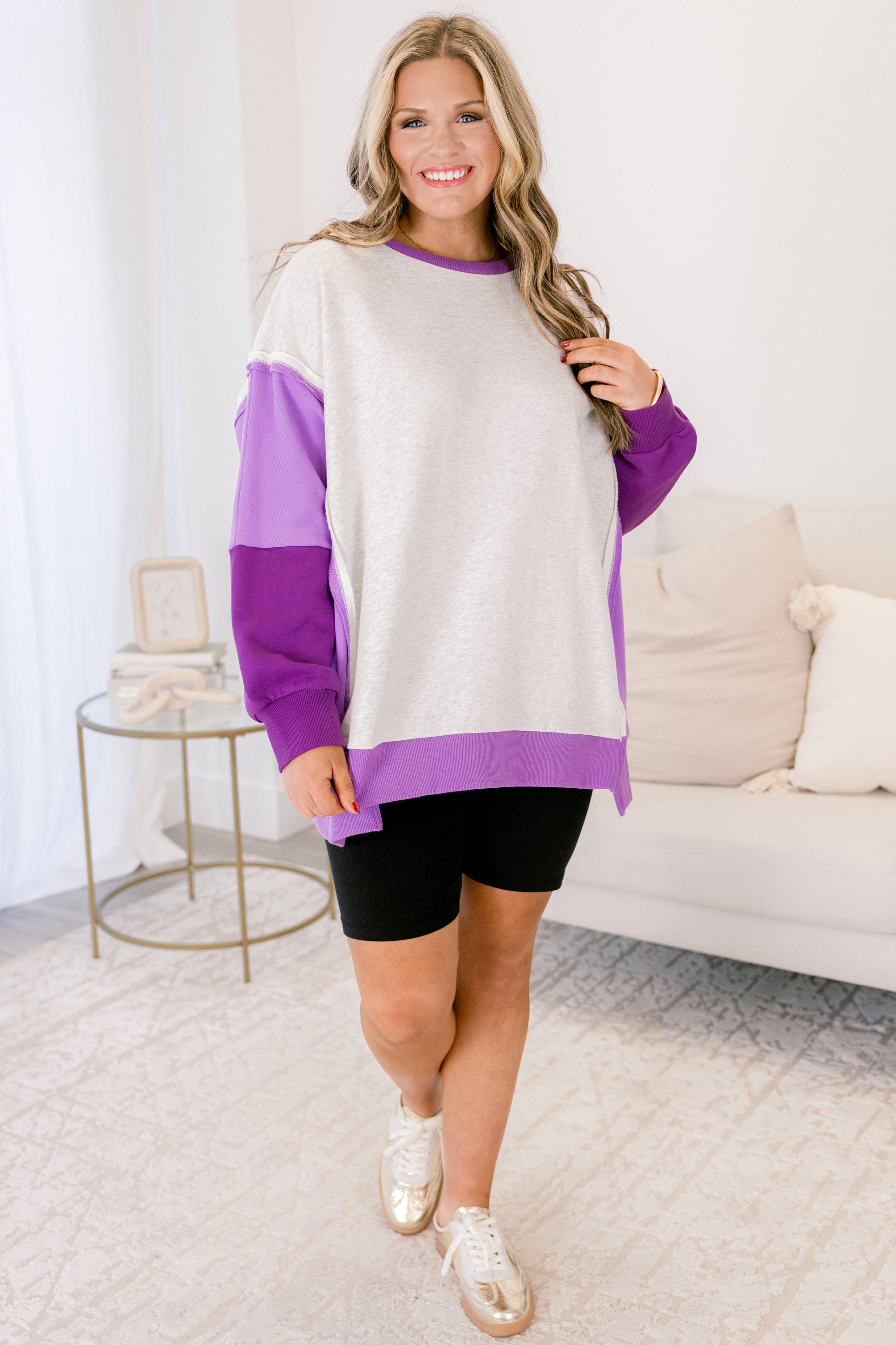Rising To The Opportunity Pullover, Purple-Gray