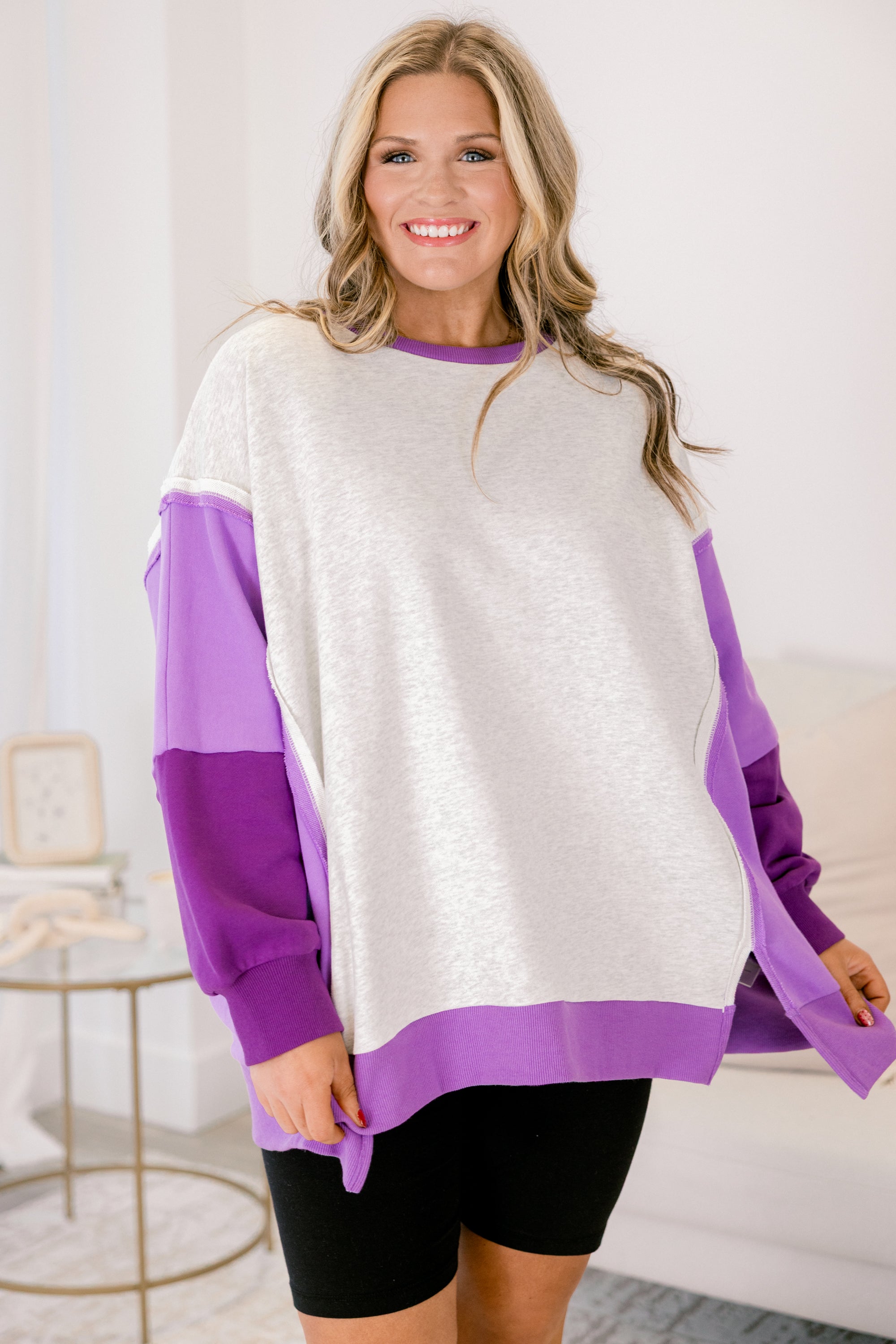 Rising To The Opportunity Pullover, Purple-Gray