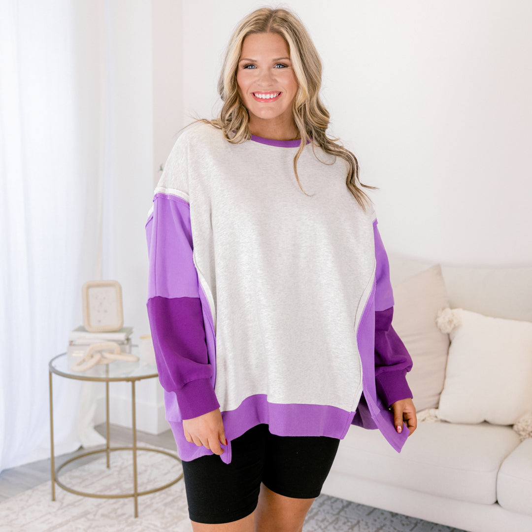Rising To The Opportunity Pullover, Purple-Gray