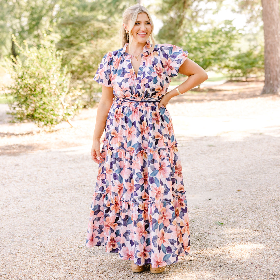 Risk Taker Dress, White-Navy