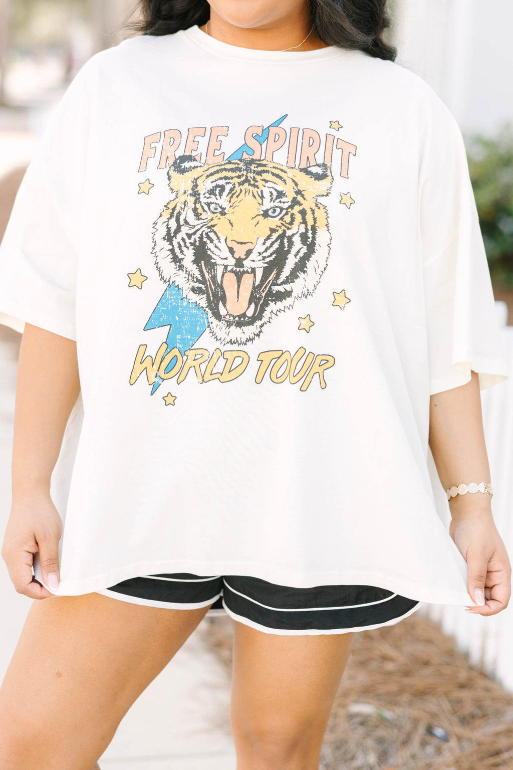 Rock and Roll Band Boyfriend Tee, Ivory