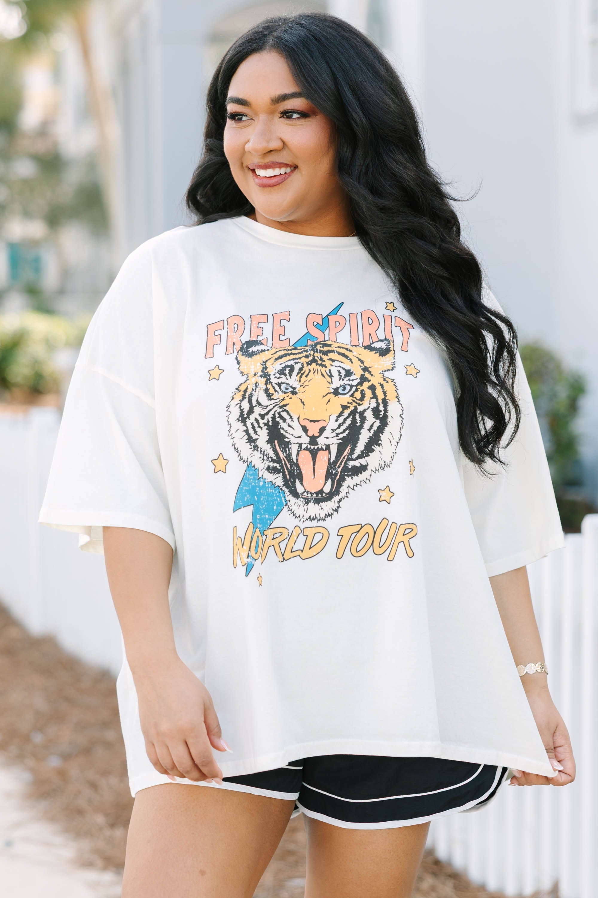 Rock and Roll Band Boyfriend Tee, Ivory