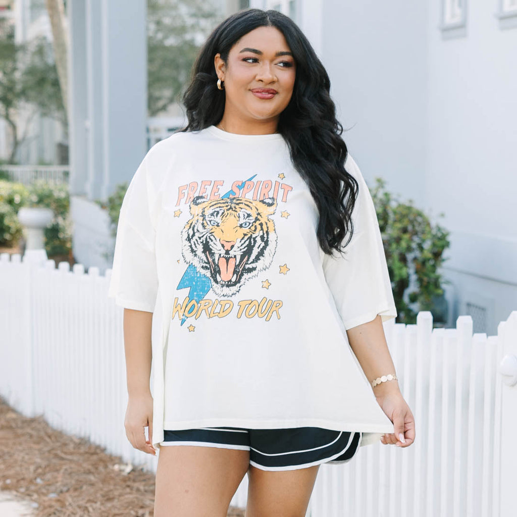Rock and Roll Band Boyfriend Tee, Ivory