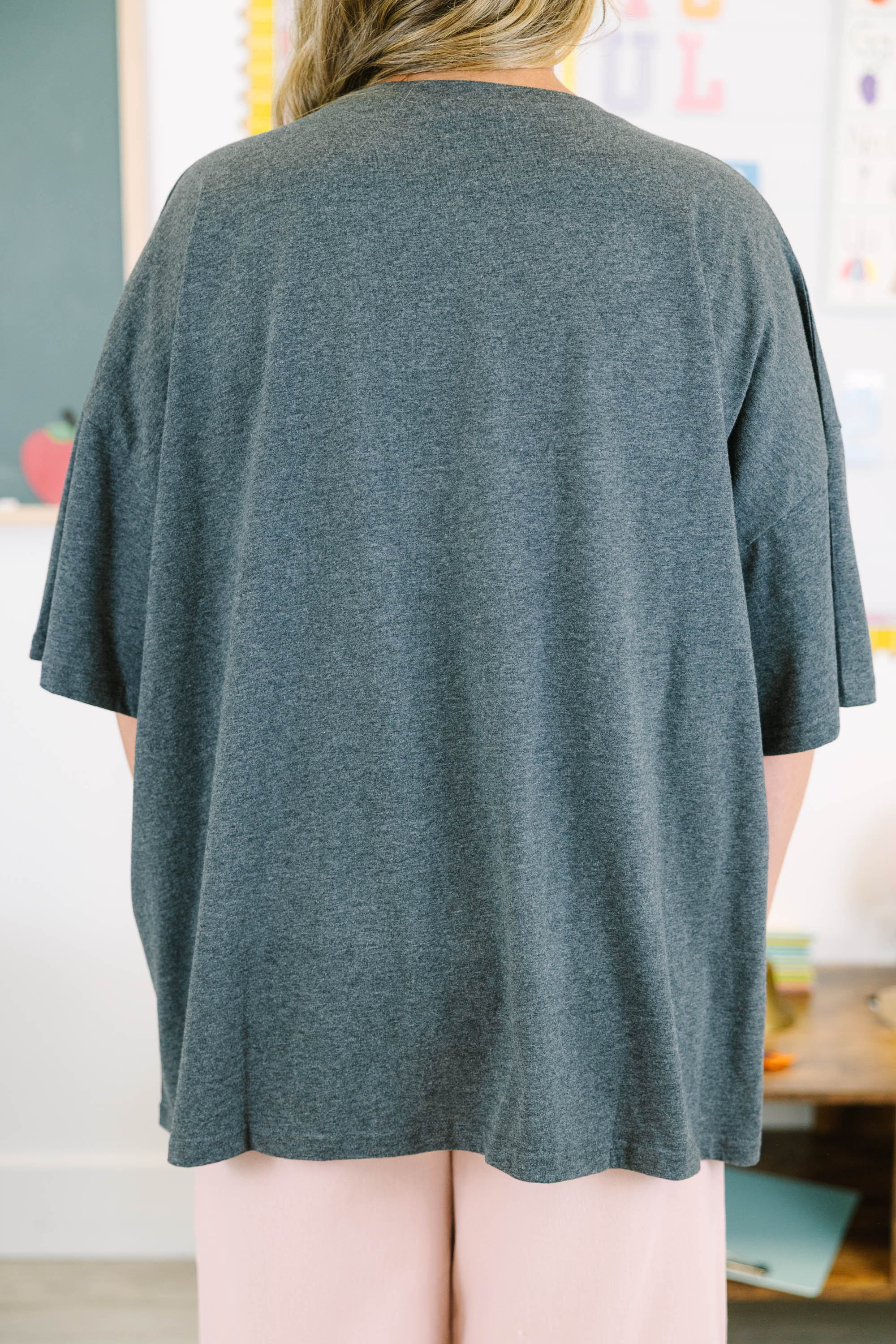 Rockin Teacher Boyfriend Tee, Charcoal