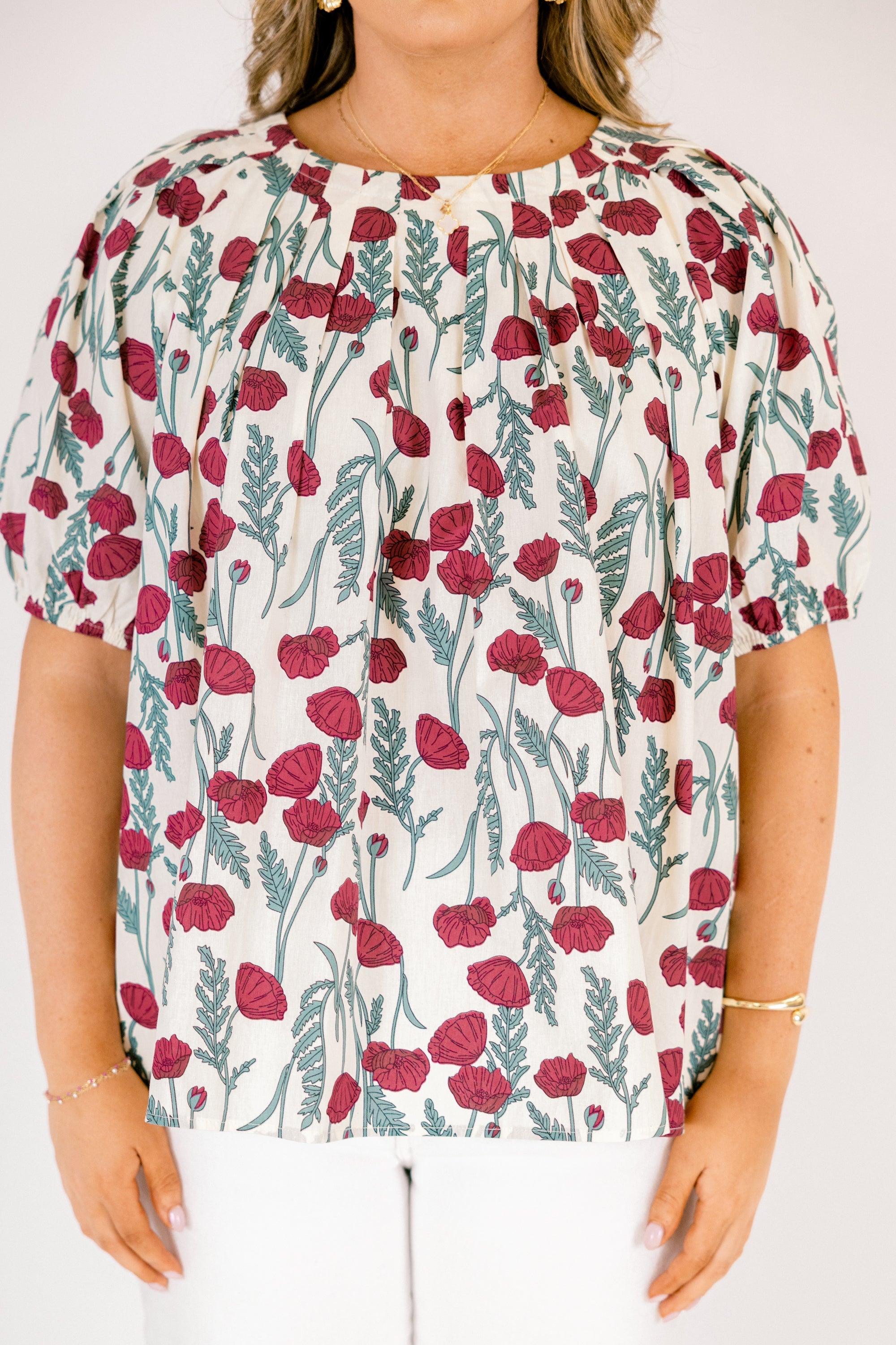Rooftop Romance Top, Cream Floral