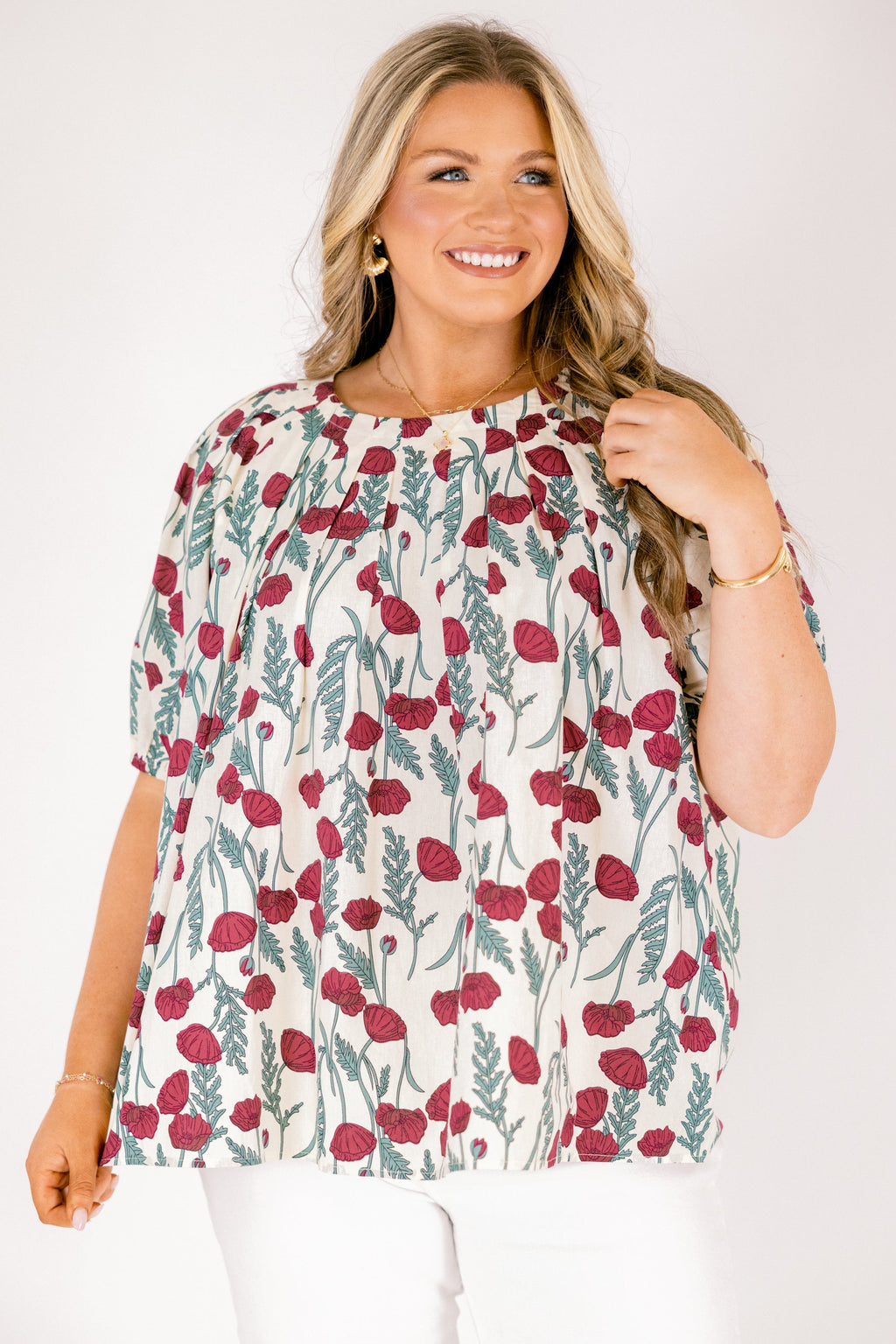 Rooftop Romance Top, Cream Floral