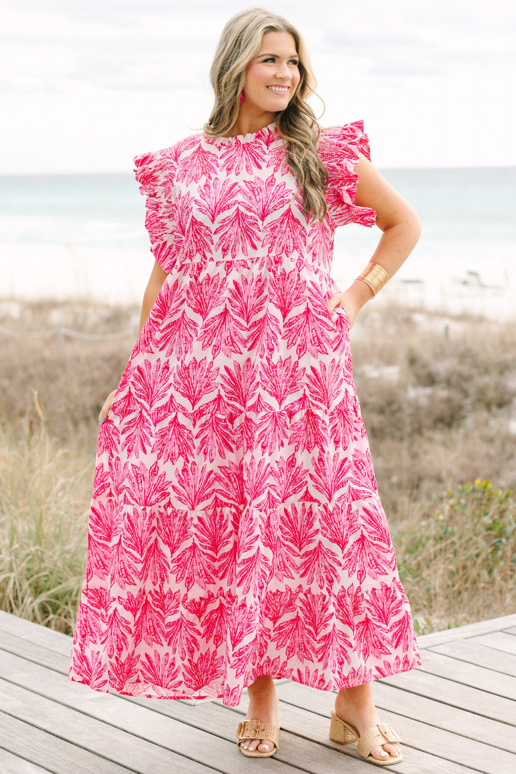 Running Through The Meadows Dress, Fuchsia