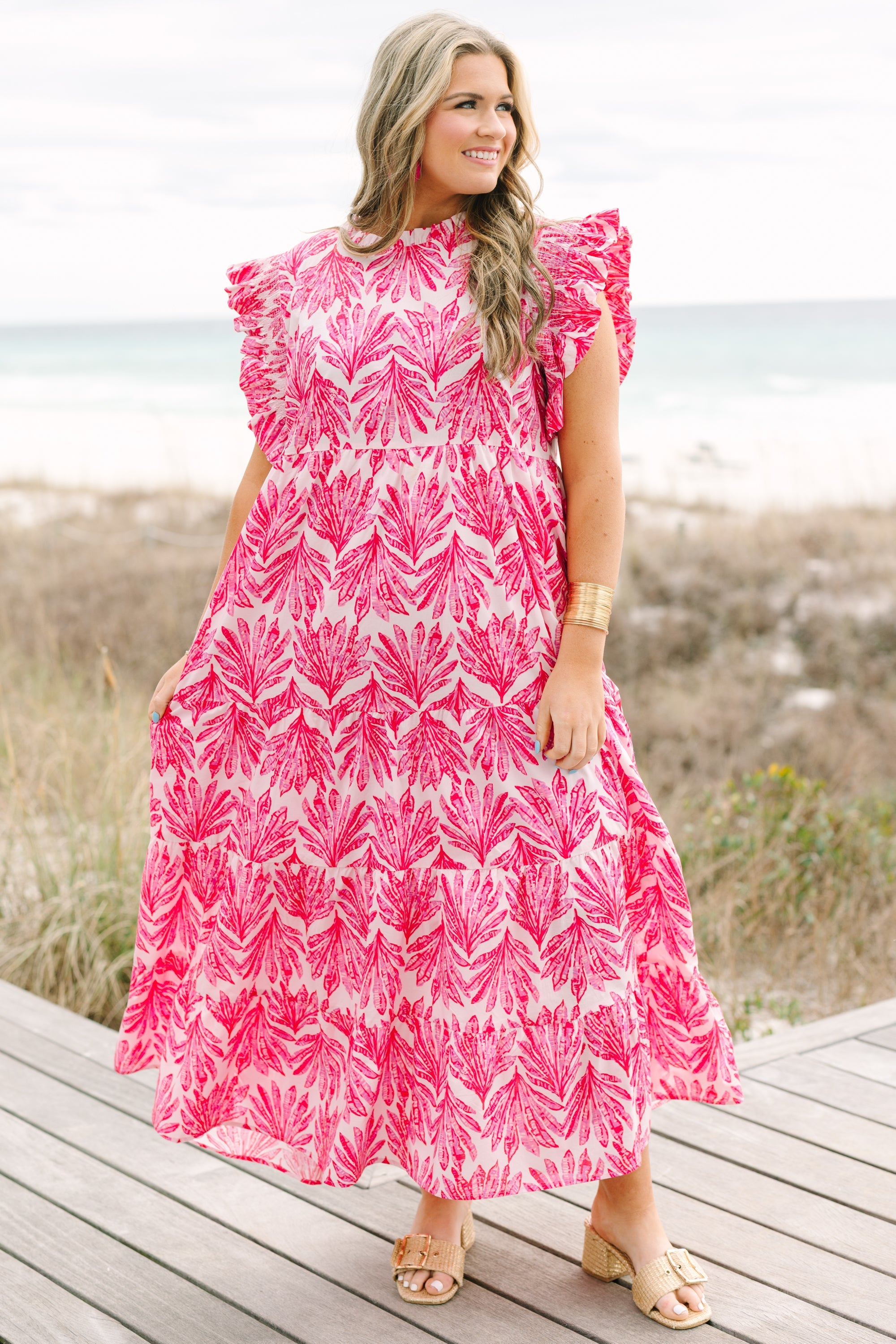 Running Through The Meadows Dress, Fuchsia