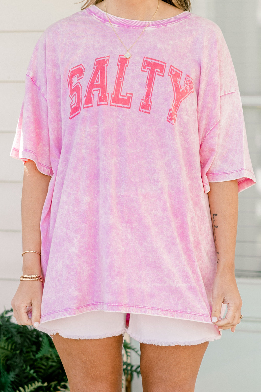 Salt Life Acid Wash Relaxed Tee, Bright Mauve