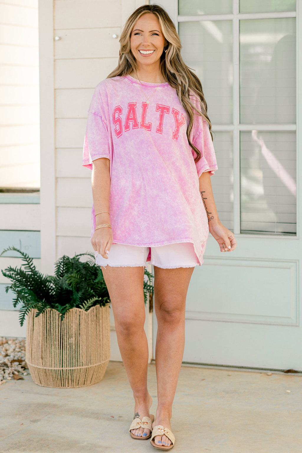 Salt Life Acid Wash Relaxed Tee, Bright Mauve