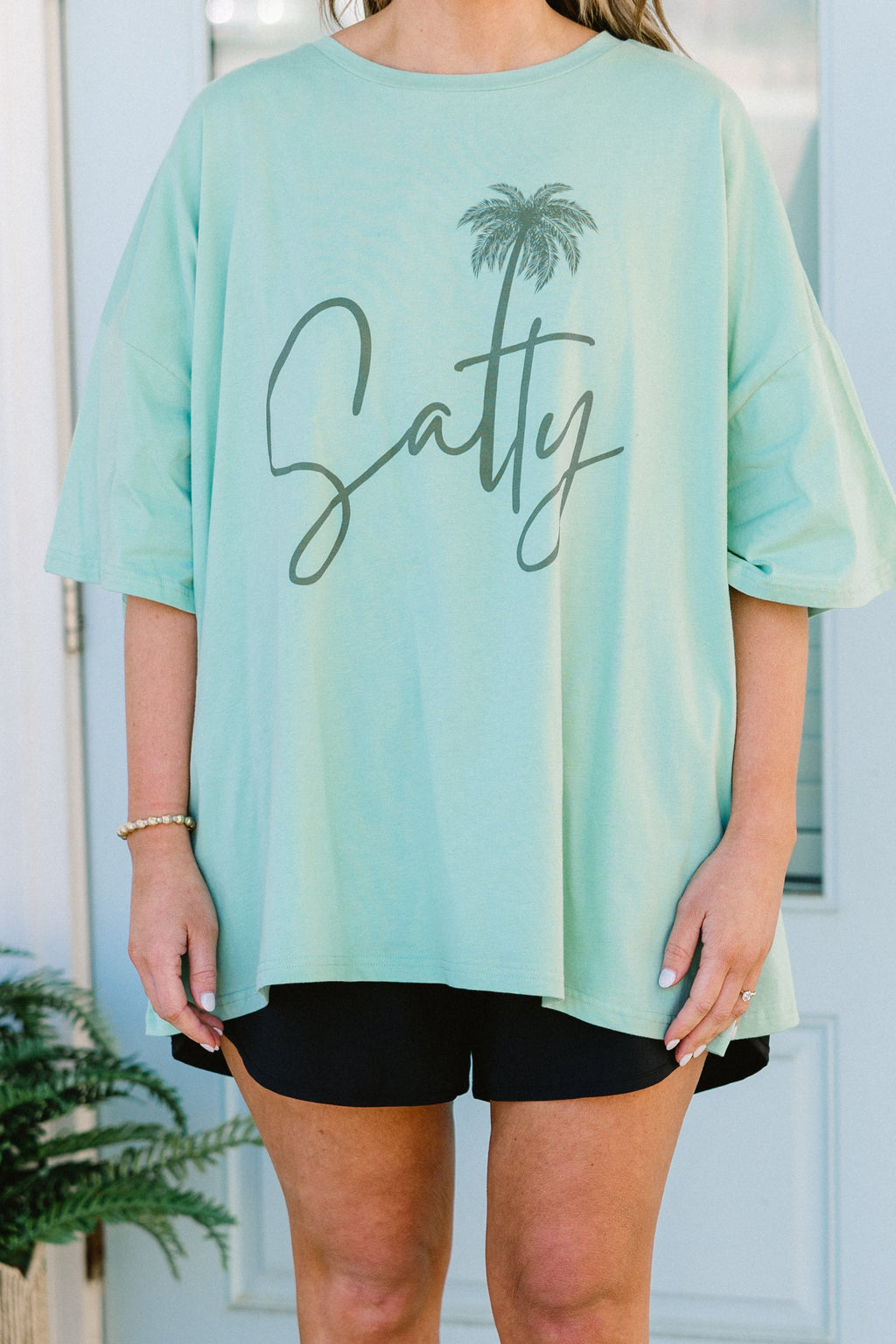 Salty Babe Boyfriend Tee, Light Green