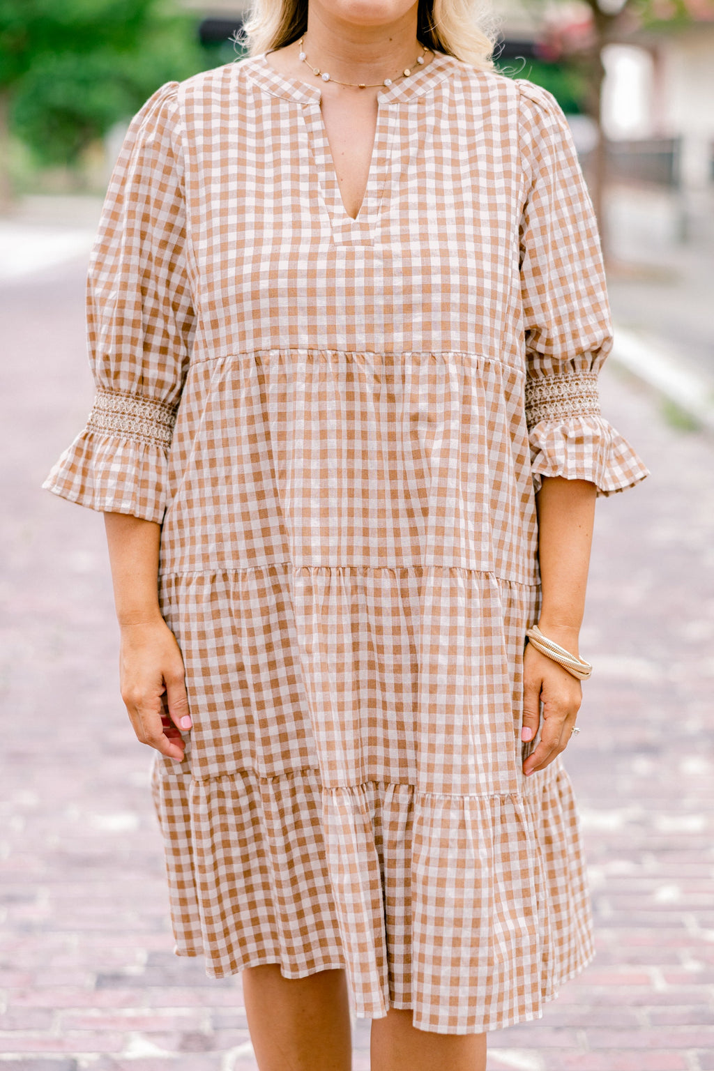 Sands Of Life Dress, Brown Gingham