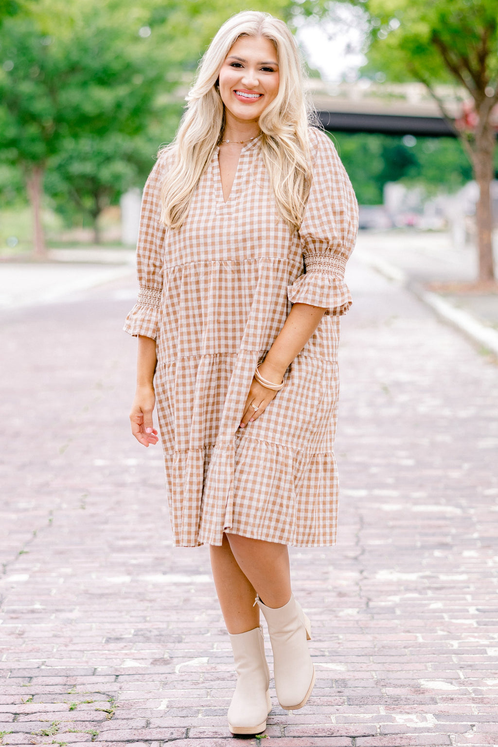 Sands Of Life Dress, Brown Gingham