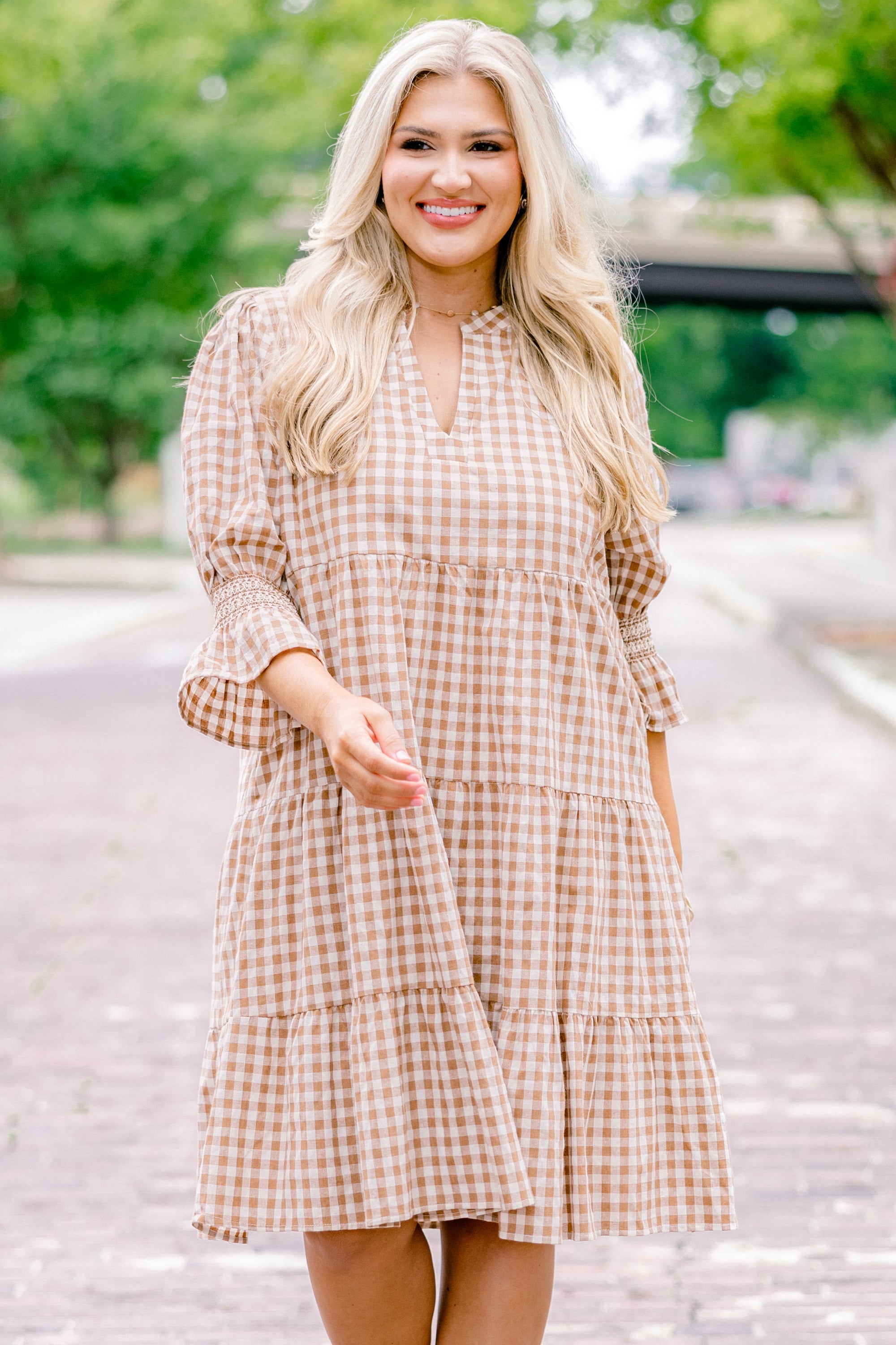 Sands Of Life Dress, Brown Gingham