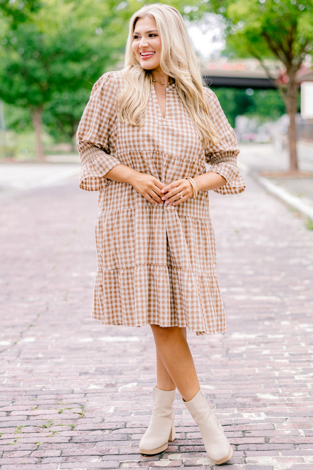 Sands Of Life Dress, Brown Gingham