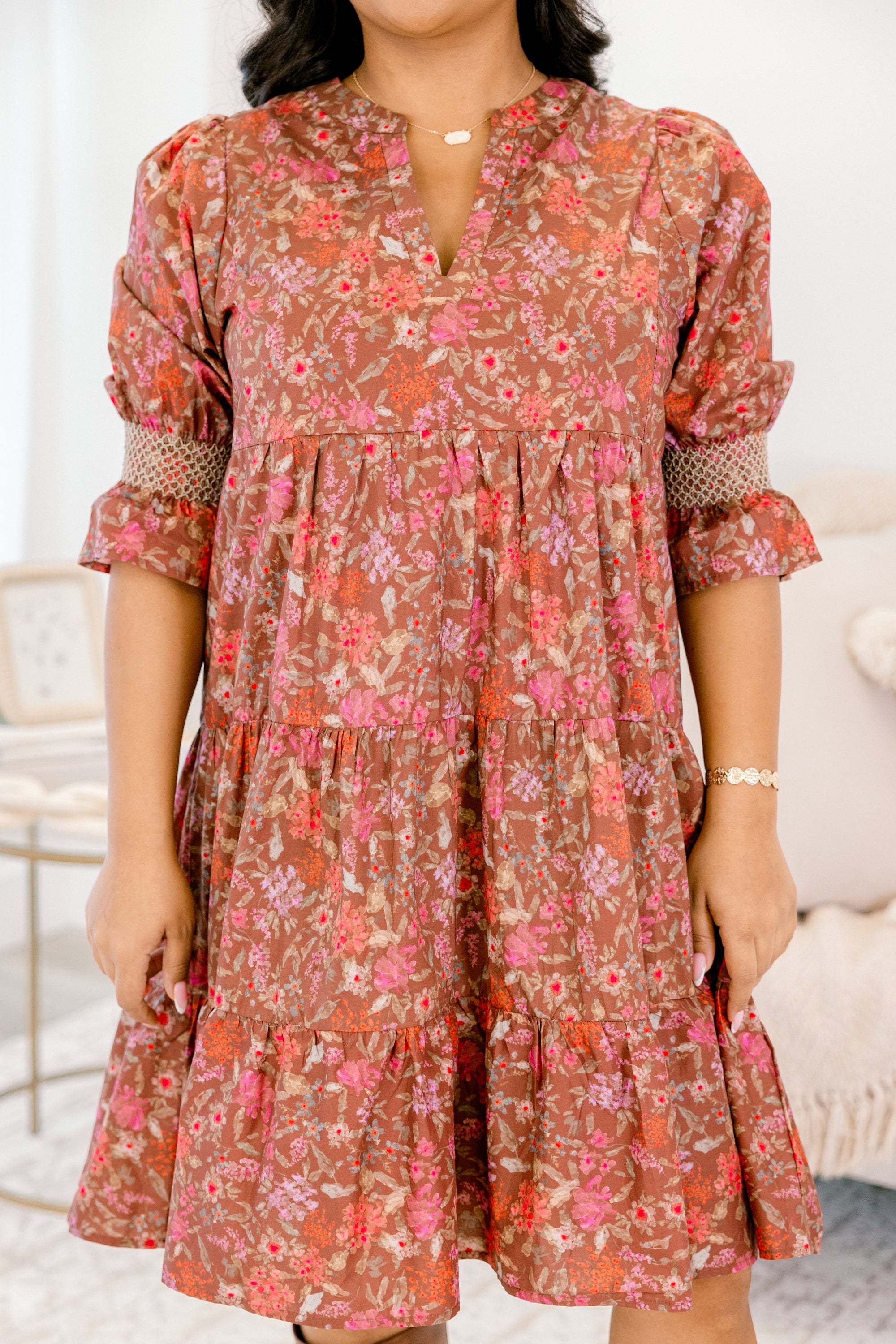 Sands Of Life Dress, Dark Brown Floral