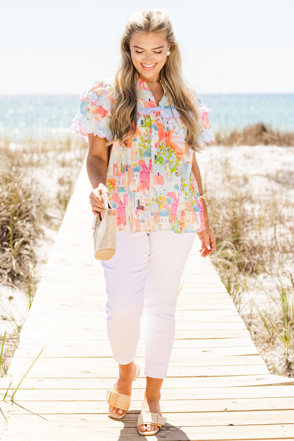 Santorini Bound Top, Blue