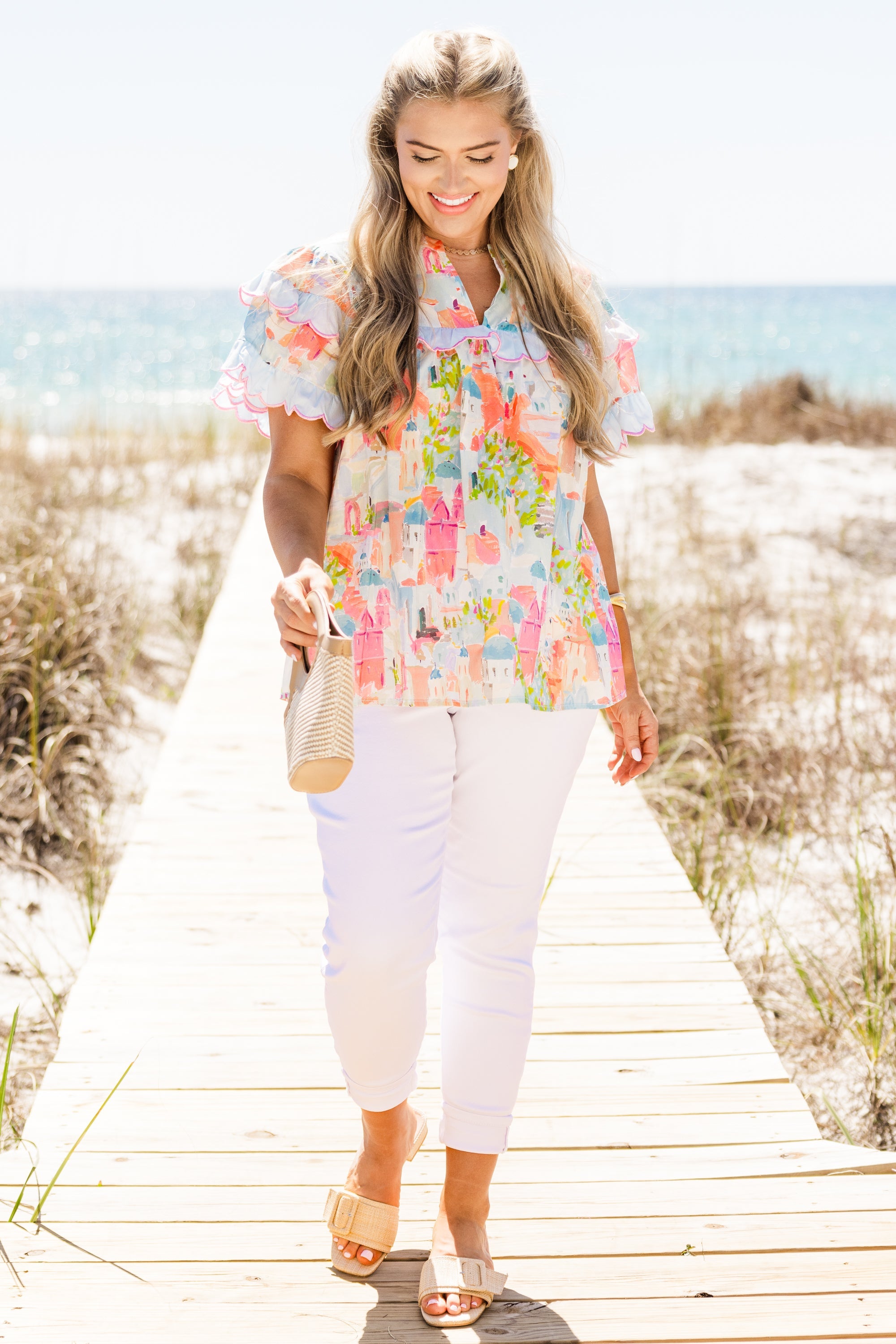 Santorini Bound Top, Blue