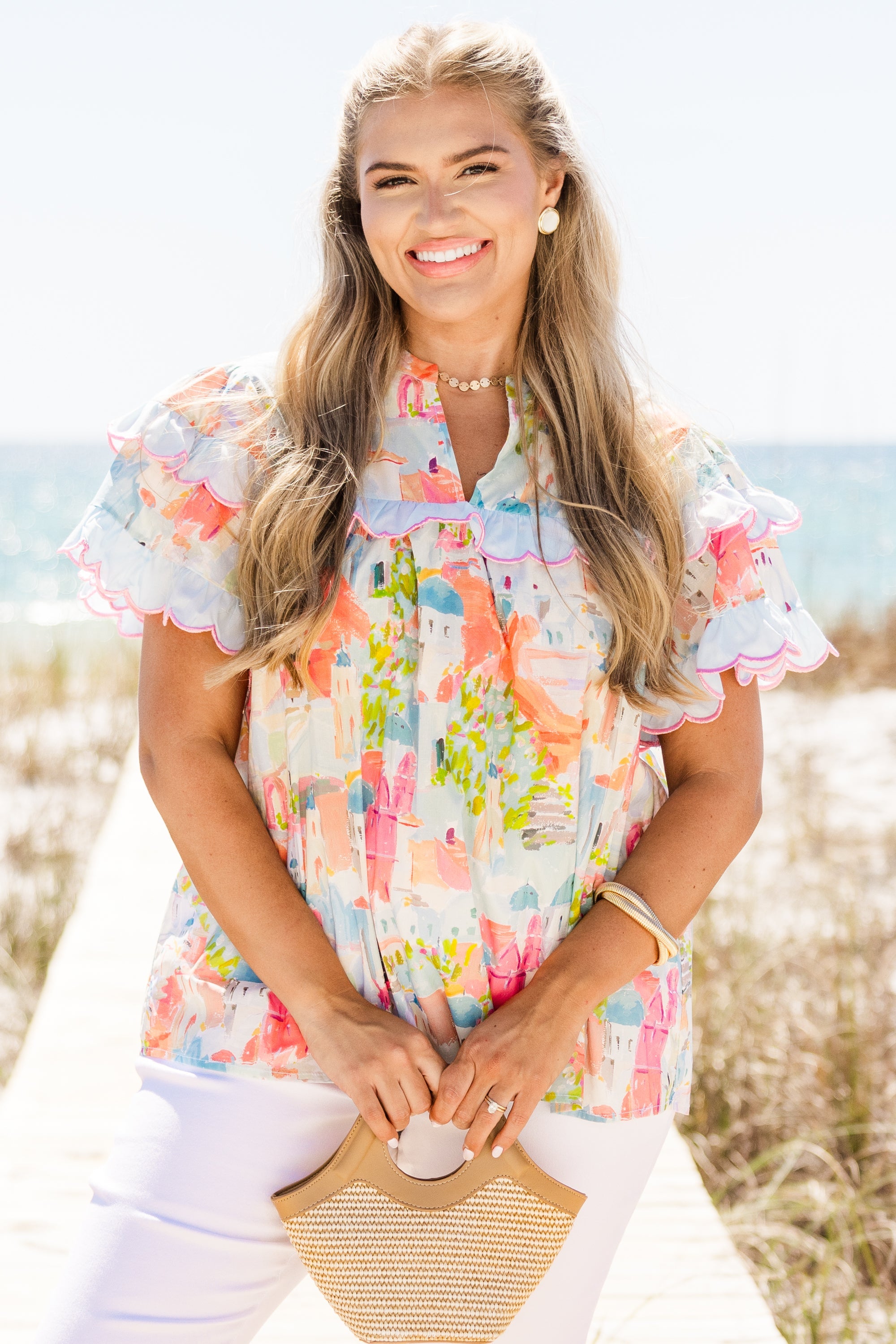 Santorini Bound Top, Blue