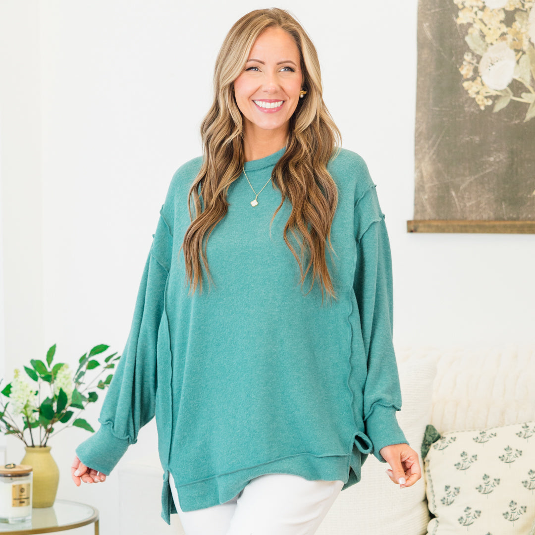 Say Hello Sweater, Dusty Teal