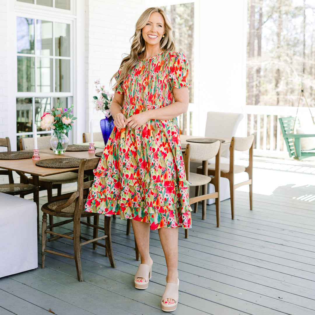 Secret Garden Path Maxi Dress, Orange
