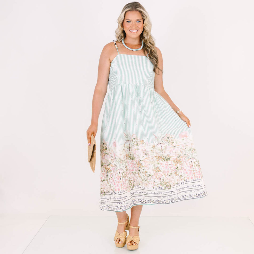 Send Me A Postcard Dress, Sea Blue