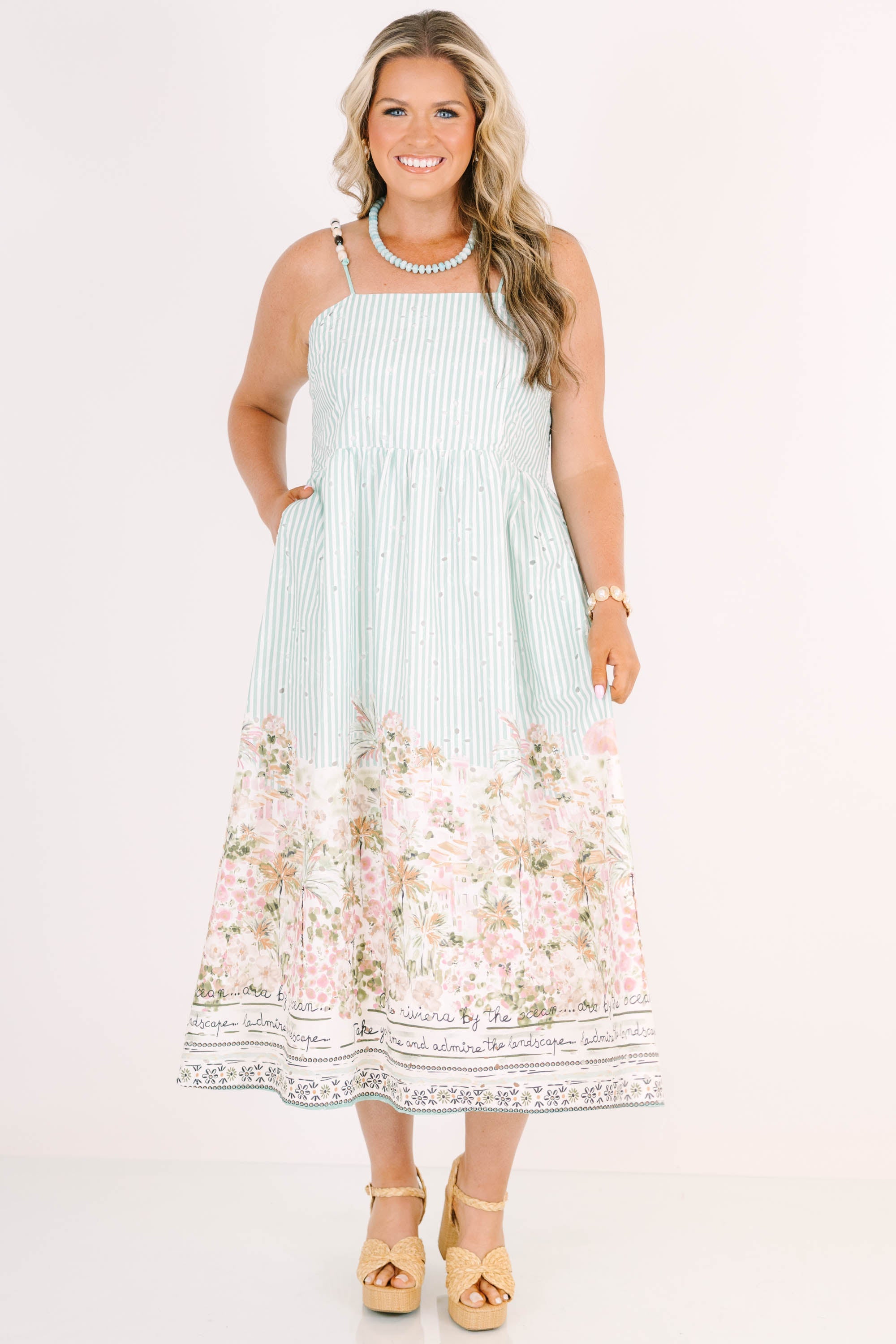 Send Me A Postcard Dress, Sea Blue