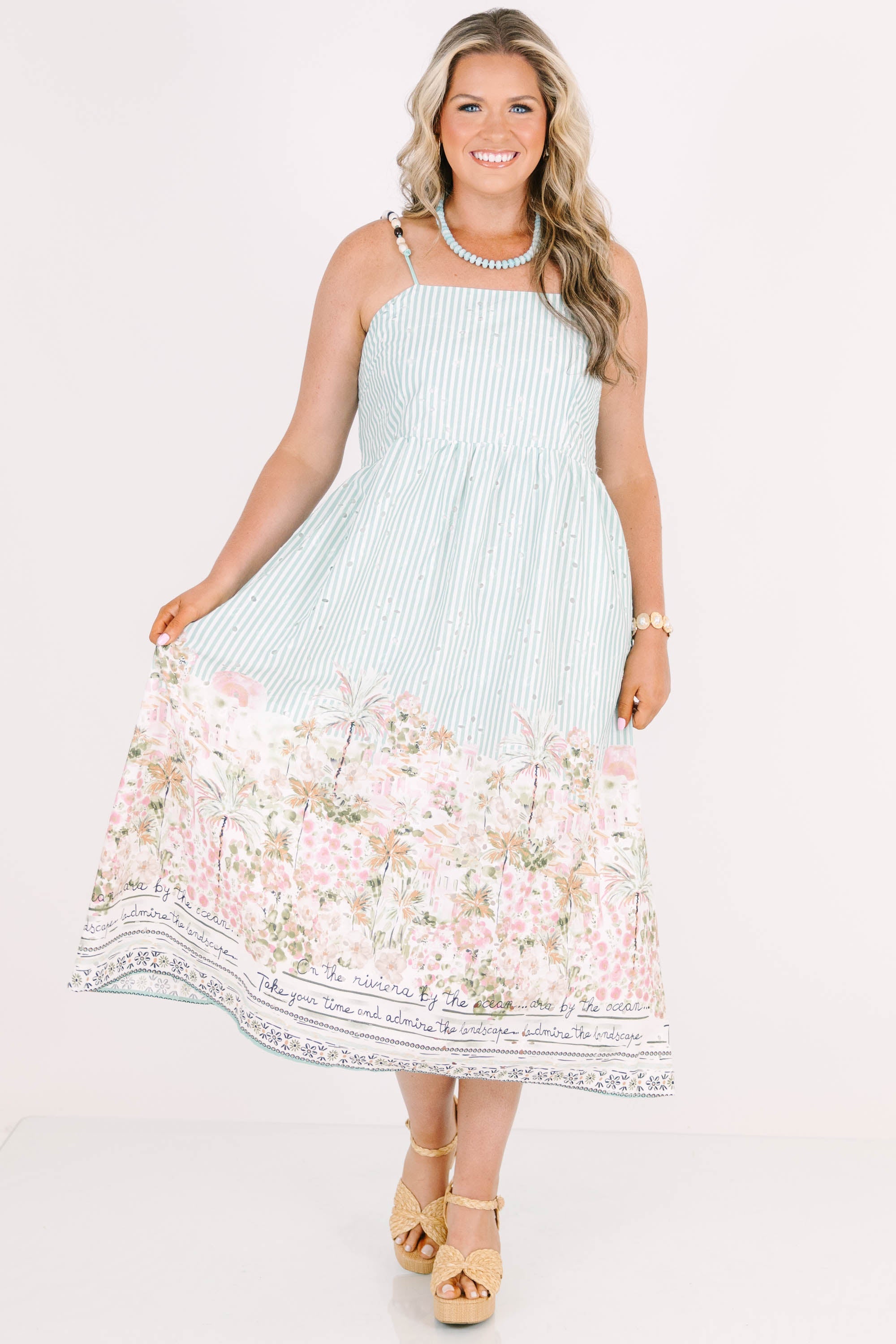 Send Me A Postcard Dress, Sea Blue